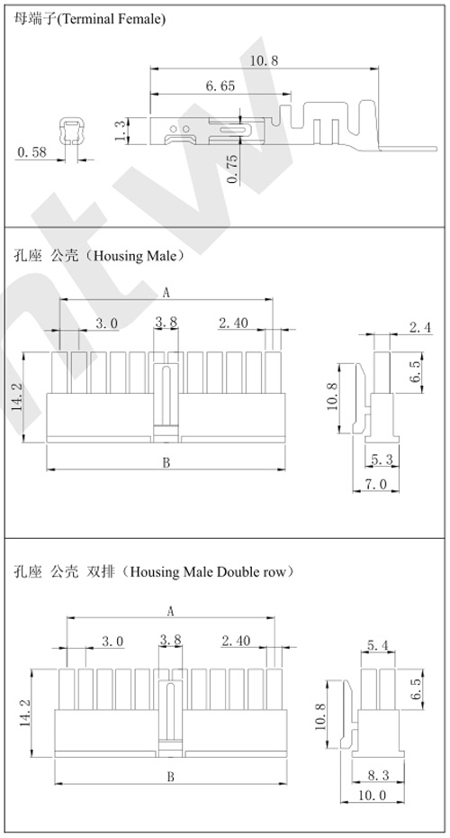 母端子孔座規格圖